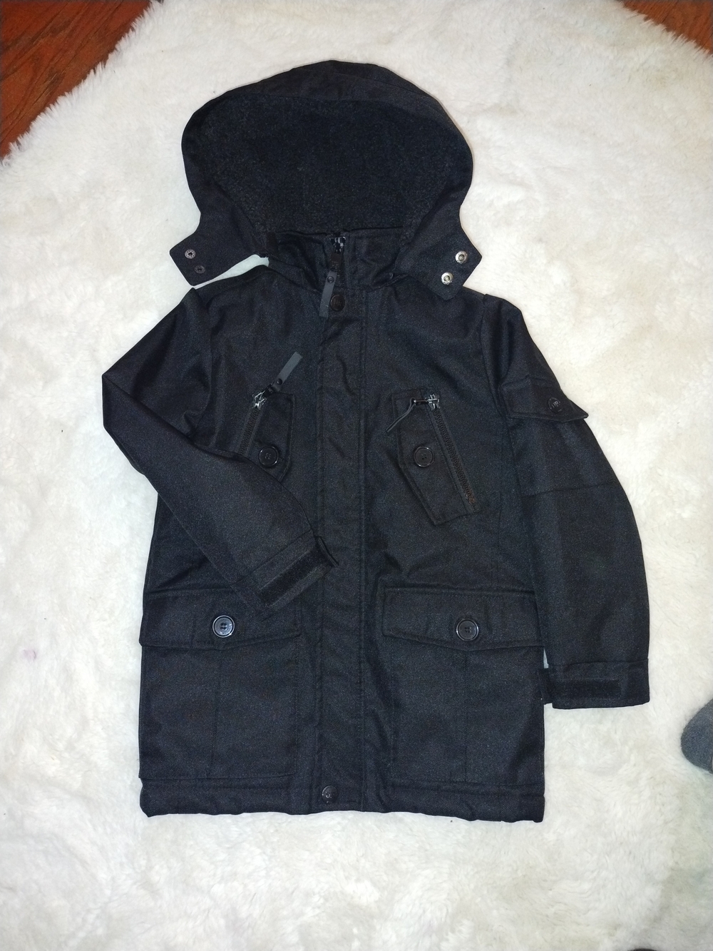 Urban Republic Boys Black Hooded Pea Coat